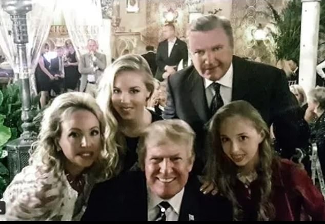 The family are seen at Mar-A-Lago with Donald Trump