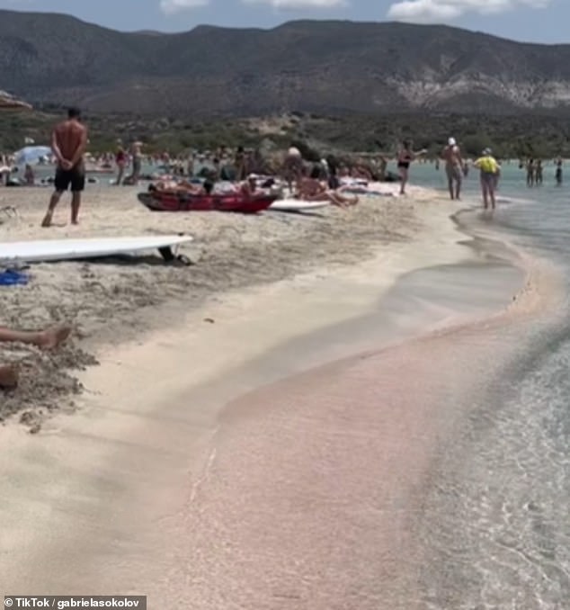 Gabriela admits that she expected the beach 'would not be as pink' as it appears in photographs before her visit, so she wasn't disappointed by the reality of its sands