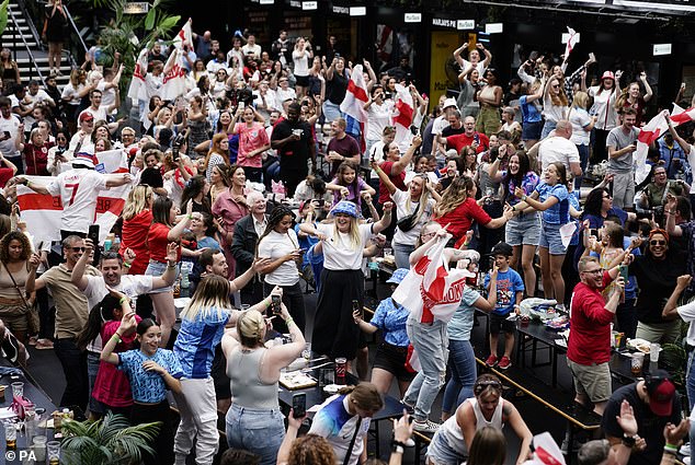 Hundreds of people packed out Croydon's boxpark to watch the England game