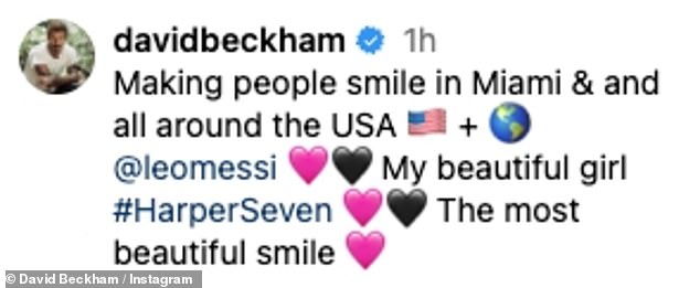 Stolzer Vater: David Beckham würdigte am Freitagabend seine „schöne“ Tochter Harper, nachdem sie Lionel Messi zum jüngsten Sieg von Inter Miami auf das Spielfeld begleitet hatte