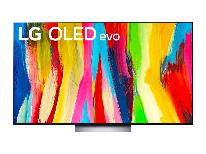 Der LG C2 Series OLED evo 4K-Fernseher vor weißem Hintergrund.