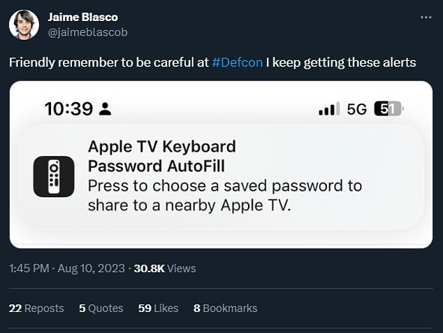 Die Teilnehmer der DefCon 2023 warnten sich gegenseitig über X (ehemals Twitter) vor dem gefälschten Apple TV.
