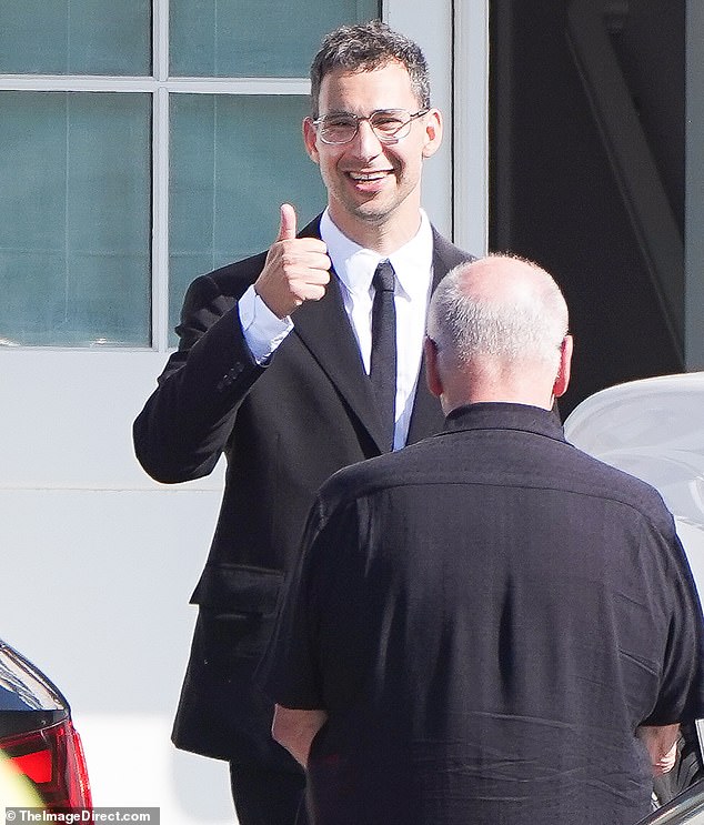 Excited! Before saying 'I do,' Jack was also seen heading to the romantic ceremony and gave an excited thumbs up