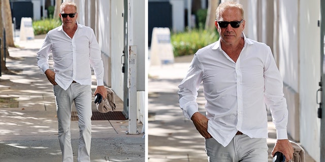 Kevin Costner entspannte sich in weißem Hemd und Jeans zum Scheidungstreffen in Santa Barbara