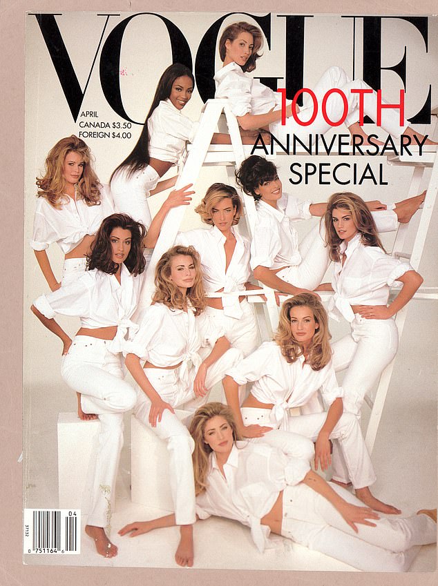 Die ikonischen Models gehörten zur It-Model-Szene der 80er und 90er Jahre;  zusammen mit anderen Supermodels auf dem Cover der Vogue im Jahr 1992 zu sehen