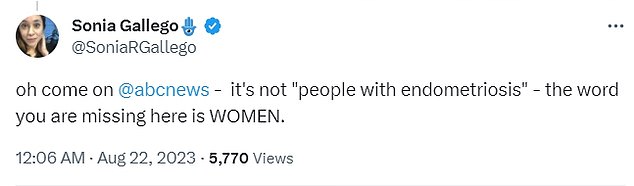 Eine andere Frau schrieb, dass das Wort „Frauen“ fehlte