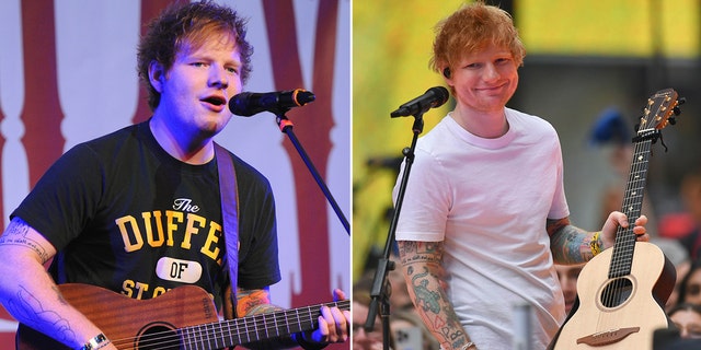 Geteilter Bildschirm von Ed Sheeran vor und nach der Gewichtsabnahme