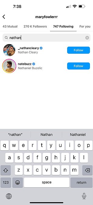 Mary und Nathan folgen einander derzeit auf Instagram