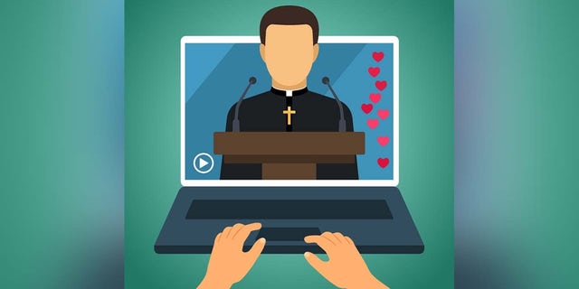 Das Archivbild zeigt die Animation eines Priesters auf dem Computerbildschirm