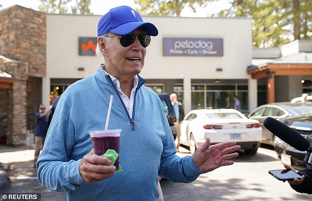 President Biden spoke to reporters during his Lake Tahoe vacation after a workout and while drinking a banana blueberry smoothie, saying he would be watching the debate