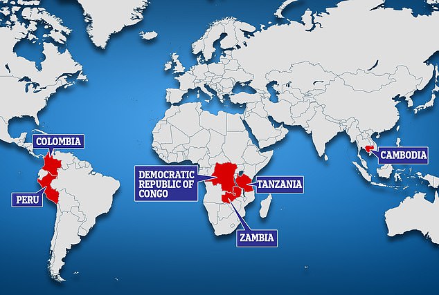 Wissenschaftler untersuchten 18 Standorte in Tansania, Kambodscha, Kolumbien, Peru und der Demokratischen Republik Kongo