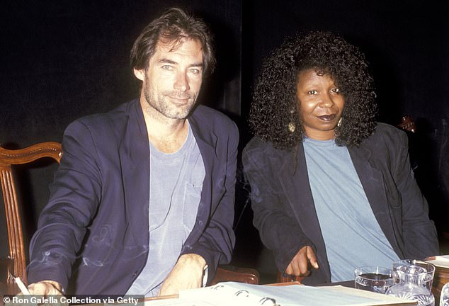 The nineties: Whoopi enjoyed a two and a half year romance with Timothy Dalton in between marriages
