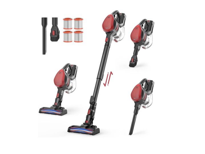 Various shots of the TMA Cordless Vacuum, plus a look at its filters and alternate heads.