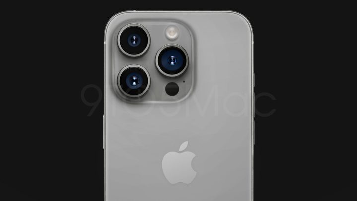 Modell des Titan Grey iPhone 15 Pro von 9to5Mac.