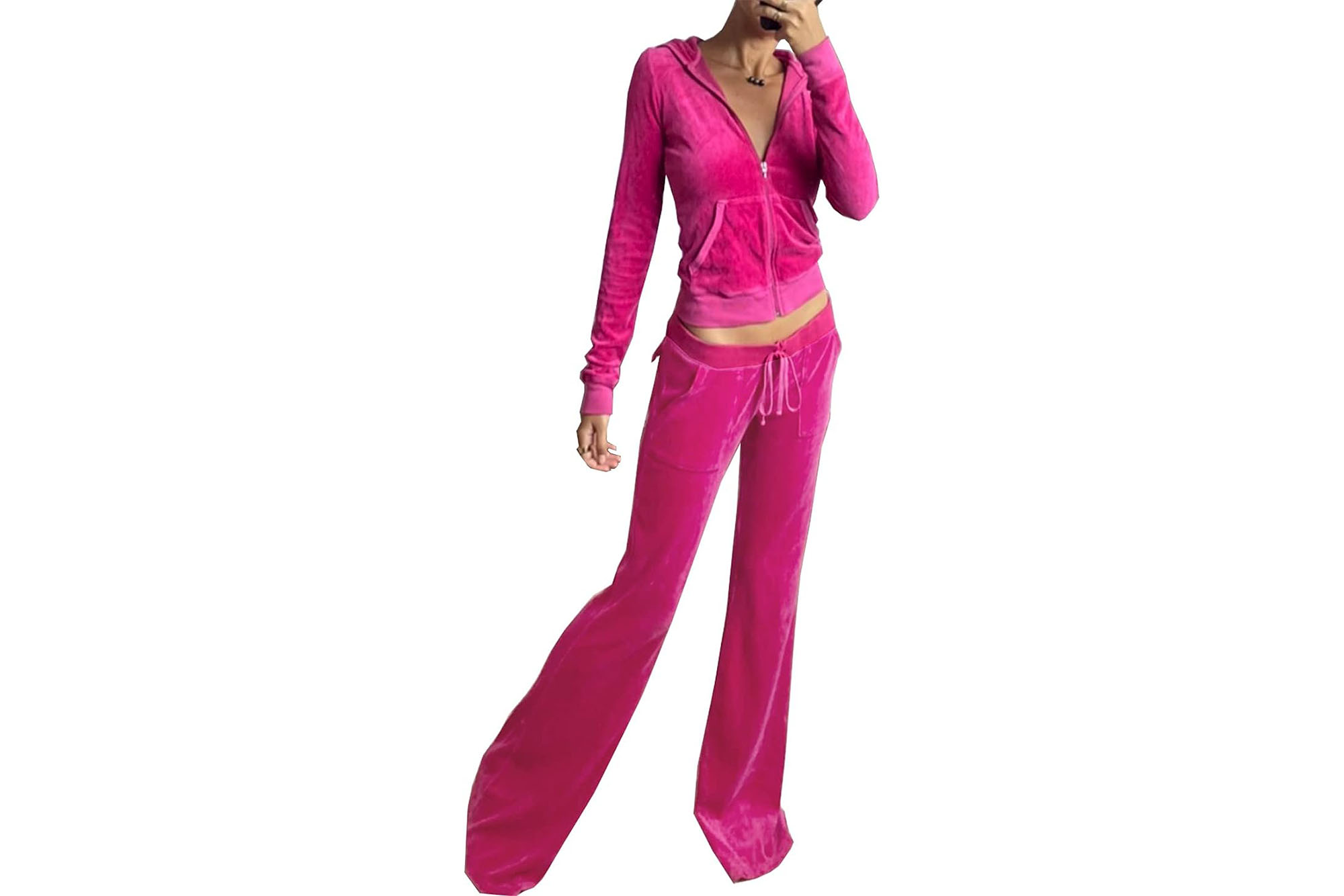 Hber rosa Velours-Trainingsanzug