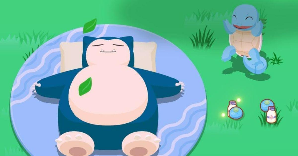 Squirtle bringt in Pokémon Sleep Ressourcen zu Snorlax.