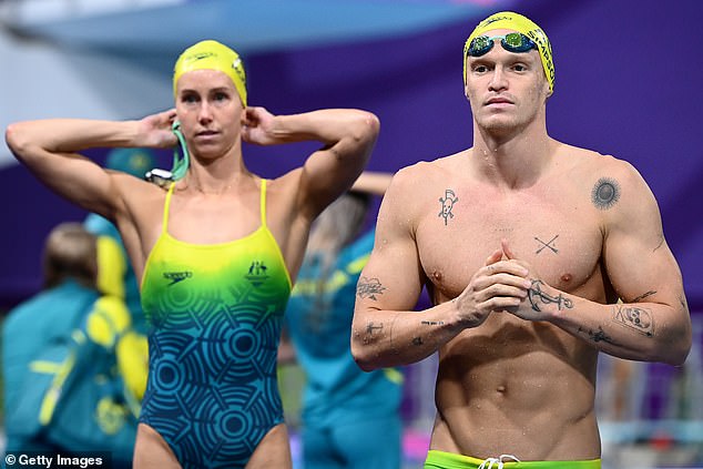 Cody Simpson and Emma McKeon of Australia trains at the Sandwell Aquatic Centre ahead of the Birmingham 2022 Commonwealth Games