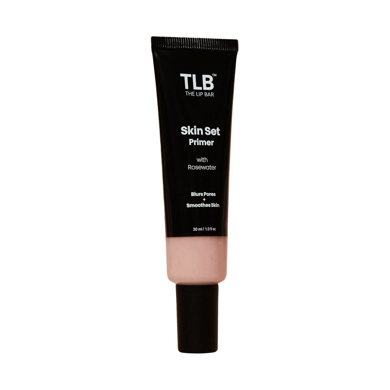 Eine schwarze Tube The Lip Bar Skin Set Primer auf weißem Hintergrund