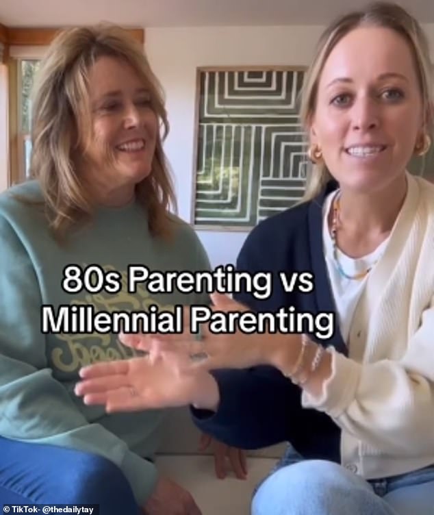 Taylor Wolfe (Bild links) aus den USA nutzte TikTok, um ihre Mutter (Bild rechts) zu den Unterschieden in der Erziehung von den 80ern bis heute zu befragen