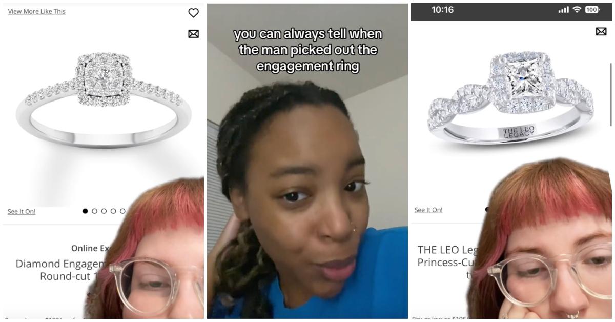 Tiktok-Screenshots von Verlobungsringen