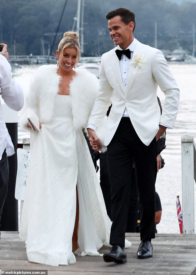 The Bachelor's Jimmy Nicholson and Holly Kingston tied the knot in a romantic ceremony on Saturday at the pilot's family home in Sydney's Palm Beach. Both pictured