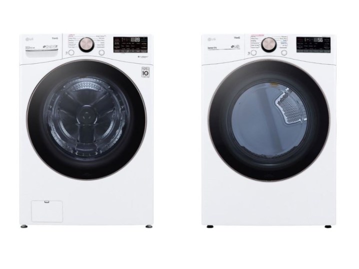 LG Smart-Frontlader-Waschmaschine und stapelbarer Smart-Elektrotrockner im Paket