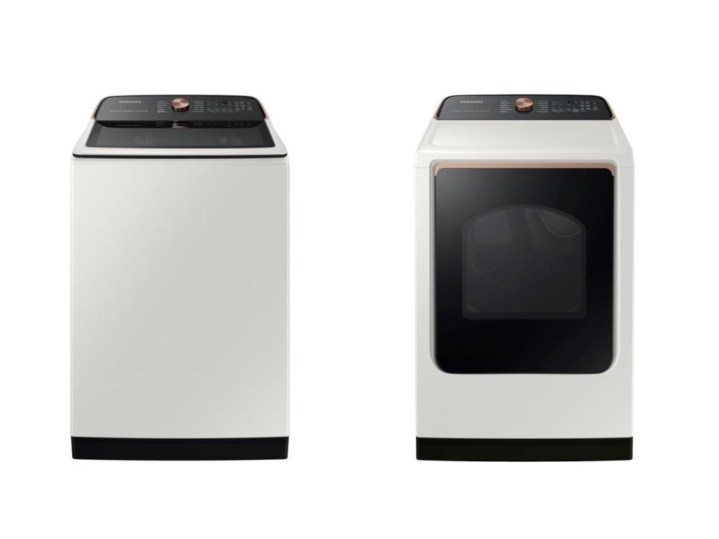 Intelligente Toplader-Waschmaschine und intelligenter elektrischer Trockner von Samsung mit besonders großer Kapazität