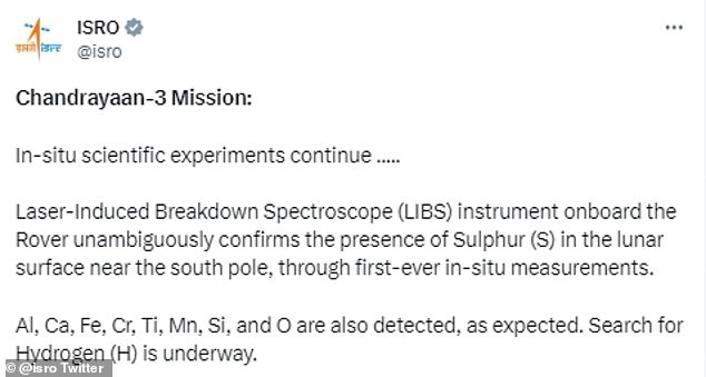 ISRO twittert regelmäßig Updates über den Fortschritt seiner Raumsonde Chandrayaan-3, die sowohl einen stationären Lander als auch einen Rover mit Rädern umfasst