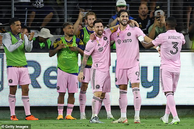 Messi celebrates with his teammates after another win for Inter Miami