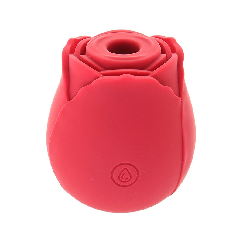 Der rote PinkCherry Rose Vibrator auf weißem Hintergrund