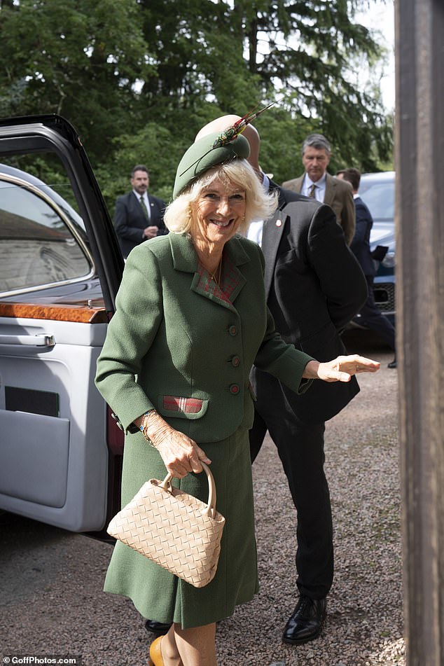 Camilla appeared in high spirits as she joined her husband and other members of the royal family at Crathie Kirk