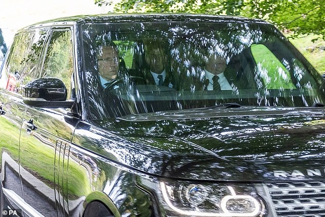 Behind the royal Bentley came PM Rishi Sunak; the country's political leader sat on the back seat as an aide drove him to the traditional church service.