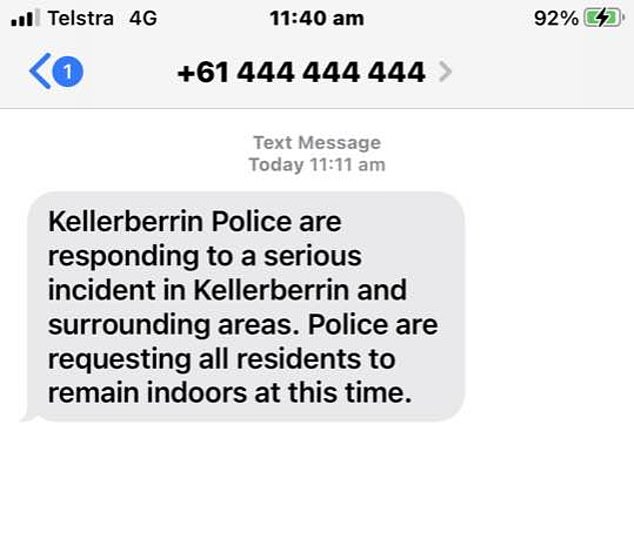 Die Einheimischen von Kellerberrin erhielten eine SMS mit der Warnung, während des Vorfalls drinnen zu bleiben