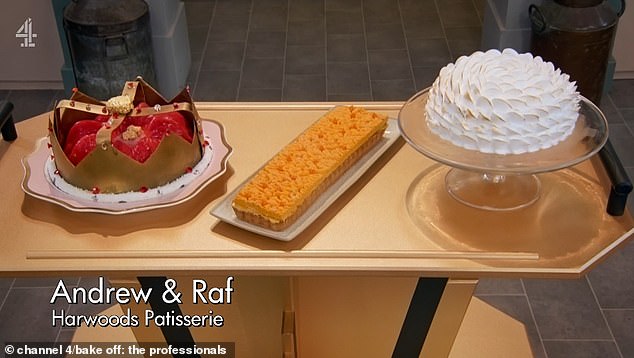 Andrew und Raf von Harwoods Patisserie backten einen „Sanddorn“-Chiffon-Kuchen, während Zwetschgenpflaumen der Star ihres Baked Alaska waren