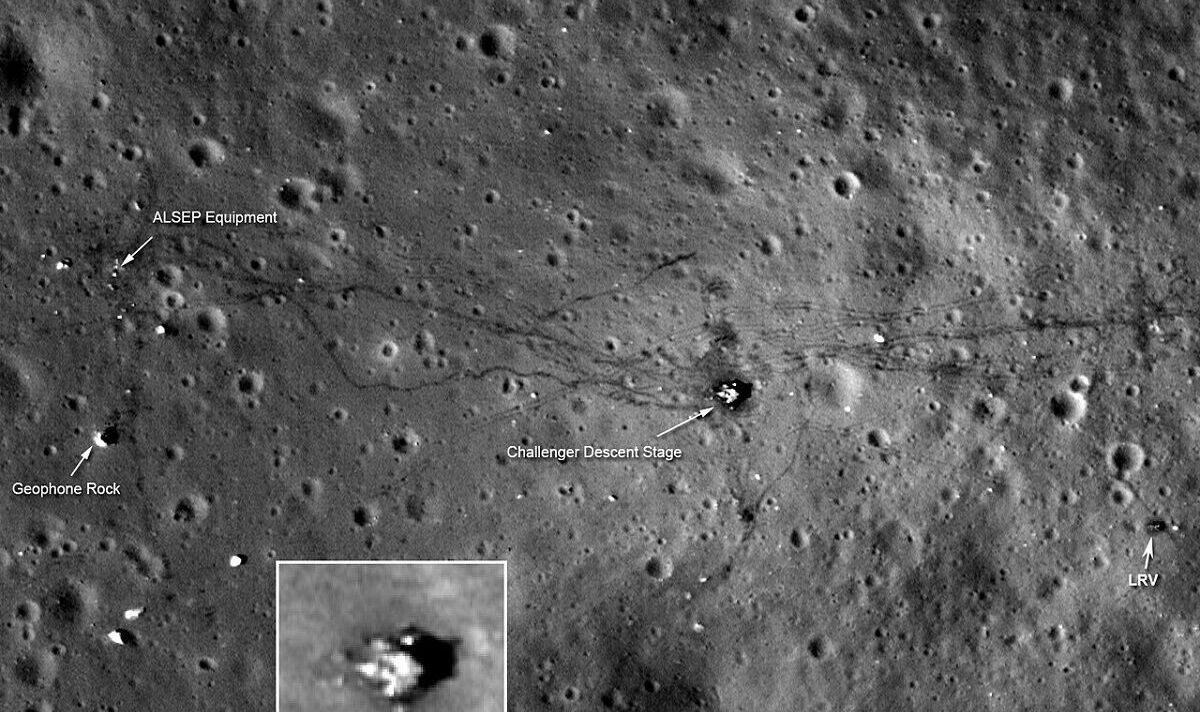 Ein illustriertes Foto des Landeplatzes von Apollo 17