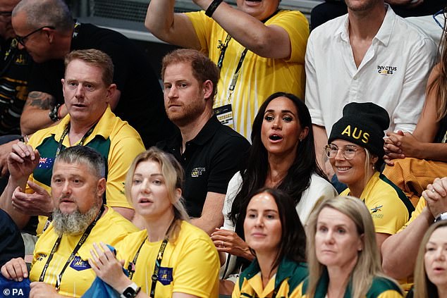 Prince Harry and Meghan Markle watch the wheelchair basketball in Dusseldorf today