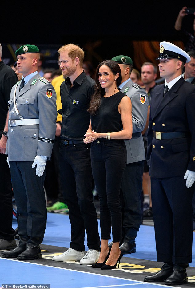 Harry and Meghan, Duchess of Sussex, at the medal presentation of the wheelchair basketball