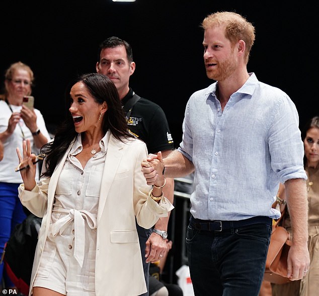 The Duke and Duchess of Sussex arrive to watch sitting volleyball at the Merkur Spiel-Arena during the Invictus Games in Dusseldorf, Germany