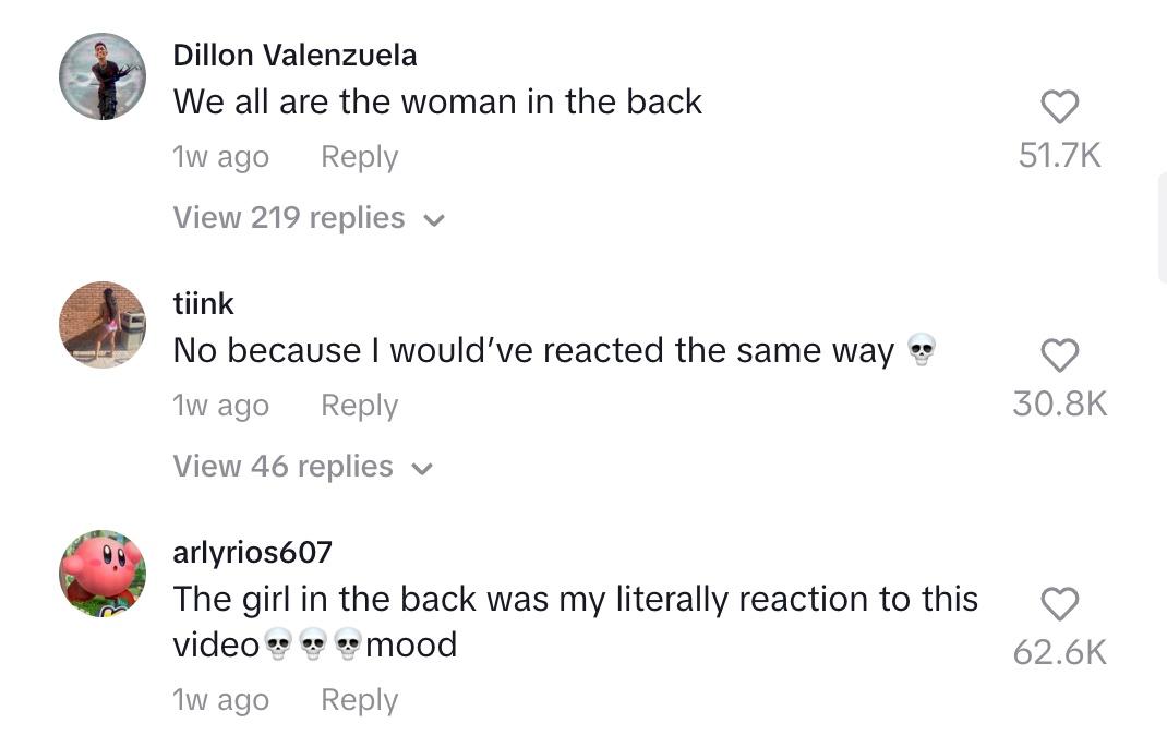 Kommentatoren sympathisieren mit der Frau im Hintergrund des Videos