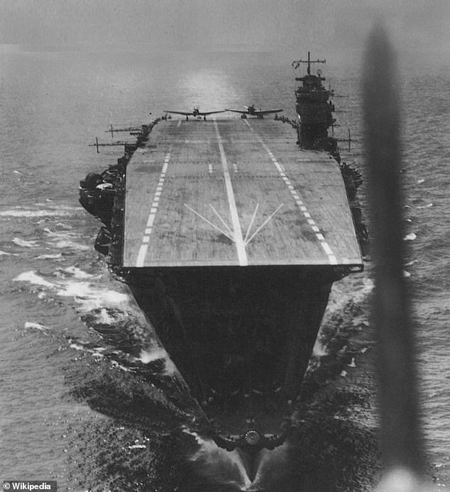 The Japanese carrier Akagi, pictured, was found in 2019 but has only been photographed in detail now