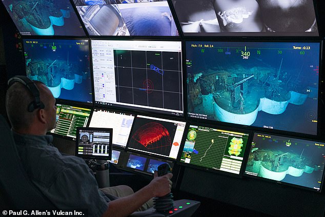 Inside the online room where the team is able to view warships underwater