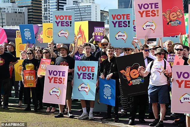 Der Vorfall ereignete sich bei einer von vielen Yes23-Veranstaltungen, die in ganz Australien stattgefunden haben (im Bild ist eine unabhängige Yes23-Veranstaltung abgebildet).