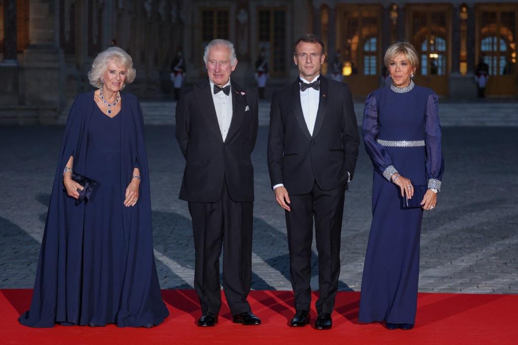 Königin Camilla, König Charles, Präsident Macron, Madame Macron