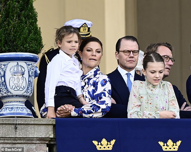 Royals from all over the world have headed to Sweden to mark the 50th Jubilee of King Carl XVI Gustaf. Princess Victoria is seen holiding nephew Princess Alexender