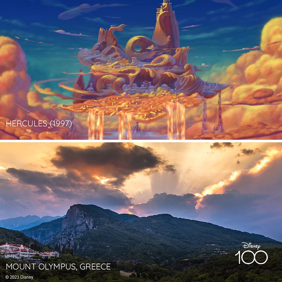 In the 1997 Disney animated film Hercules, Mount Olympus - which at 2,918m/9,573ft in height is the highest mountain in Greece - is depicted in animated form, reinterpreted in a fantastical fashion with swirls of clouds and shining golden architecture. It serves as the home of the Greek gods, including Hercules' father Zeus, in the film
