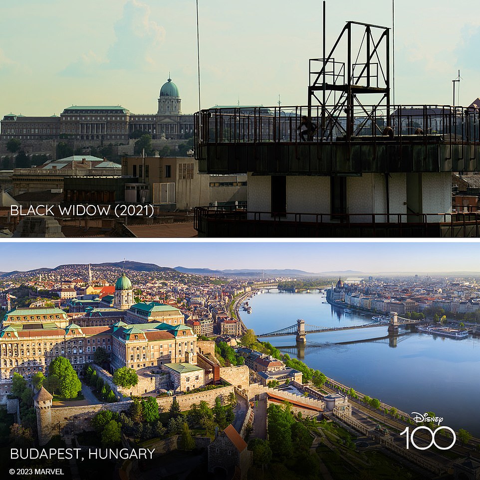 The 2021 film Black Widow was partially filmed in Budapest. It sees Natasha Romanoff - or Black Widow - confront her past in the city and reunite with her estranged family. Disney says: 'The production filmed for two weeks in Budapest, from the streets to the top of the Exchange Palace, which once served as the Budapest Stock Exchange. Locations also included the Keleti (eastern) train station [and] the Nyugati (western) station underground.' Scarlett Johansson, who plays Natasha, said: 'We were able to use these iconic locations in a very practical way'