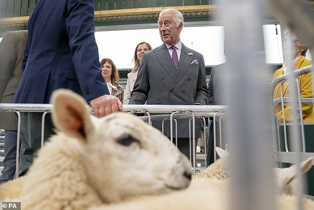 King Charles looked delighted today as he arrived for a visit to officially open a farming and rural skills centre on the estate of a stately home he helped save