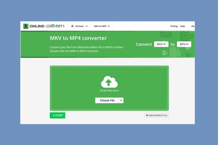 Der MKV-zu-MP4-Konverter von Online-convert.com.