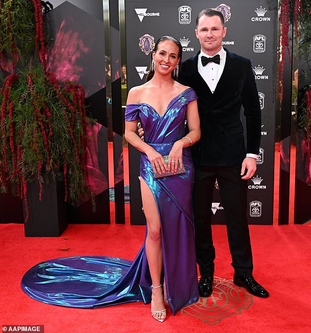 Geelong's Patrick Dangerfield opted for a black tuxedo and had his partner Mardi Harwood by his side