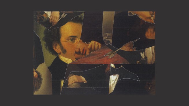eine Collage aus Fragmenten eines Gemäldes von Schubert